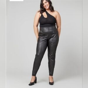 SPANX Leather Like Jogger Pants Noir Black Size XL New No Tags